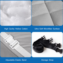 Coldwind cot mattress pad with adjustable straps for secure fit.