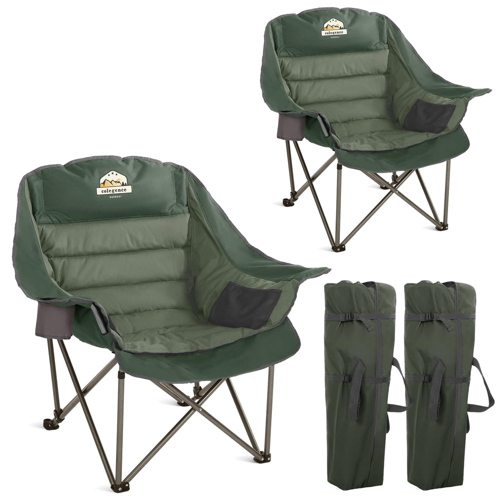 Colegence oversized XL padded camping chair folding-open offers quick setup for outdoor comfort.