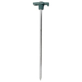Coleman 10-inch steel tent stake close-up showing durable hold on rocky ground.