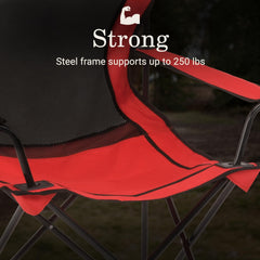 Close-up of Coleman Broadband Mesh Quad Chair backrest highlighting airflow and support