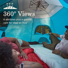 Coleman Camp Burst tent with four windows offers 360° views