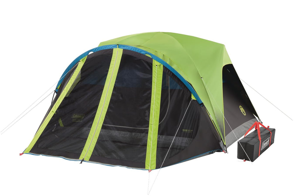 Coleman Carlsbad dark room tent setup enables quick shelter assembly for relaxed outdoor trips.