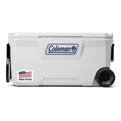 Coleman Classic Series 100qt marine cooler front view shows ice retention
