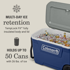 Coleman cooler with durable tow handle for easy moving at outdoor events
