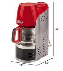 Coleman coffeemaker portable design suits backyard campsites and trips.