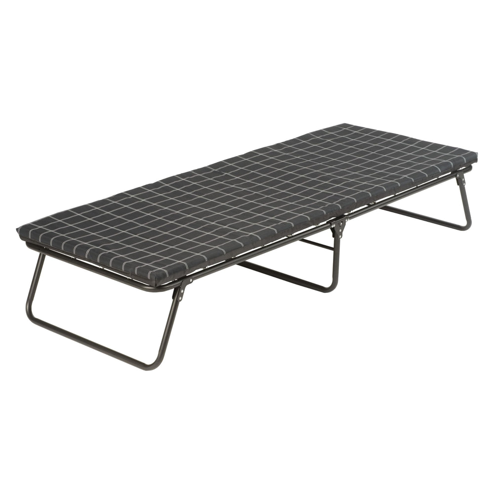 Coleman ComfortSmart big & tall cot with mattress pad for elevated camping comfort.