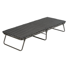 Coleman ComfortSmart big & tall cot with mattress pad for elevated camping comfort.
