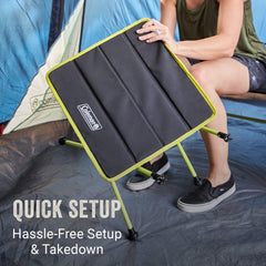 Coleman Mantis rigid top provides a flat surface for drinks and cards