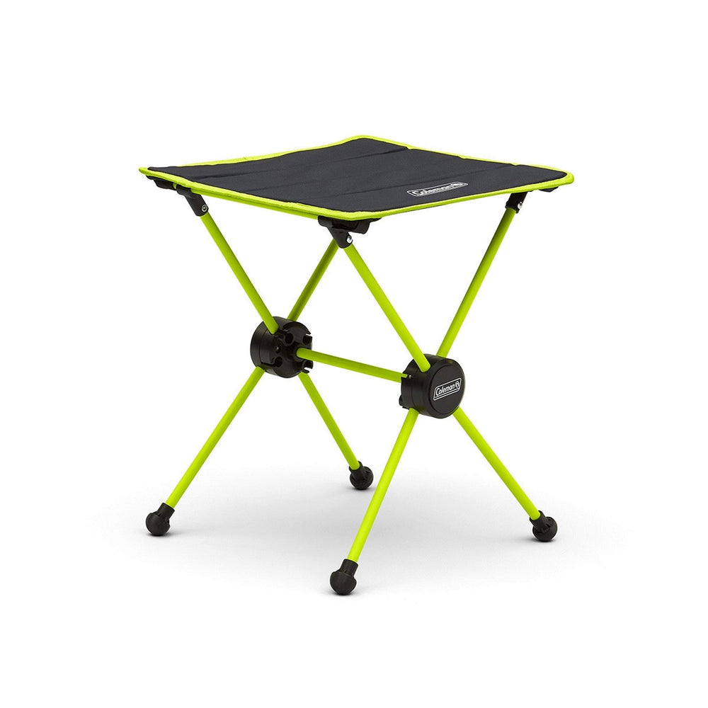 Coleman Mantis space-saving side table in compact form for easy transport and setup