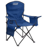 Coleman portable camping chair with 4-can cooler keeps drinks within reach on the campsite.