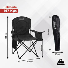 Coleman cushioned seat and back provide lasting outdoor comfort.