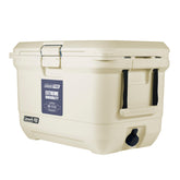 Coleman Pro 45qt cooler with lid open for easy access and quick refreshment.
