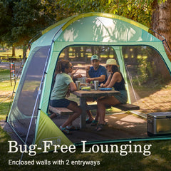 Coleman Skyshade bug-free lounging inside mesh walls for outdoor relaxation