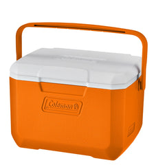 Coleman Take 6 orange bottle front view with bail handle for easy carrying.