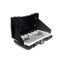Coleman Triton+ stove with Instastart ignition for quick lighting during camping.