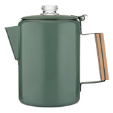 COLETTI Bozeman Green percolator top view with glass lid for monitoring brew progress