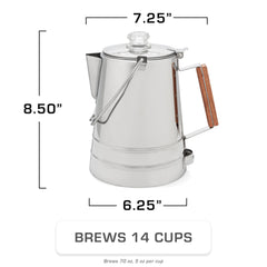COLETTI Butte side view highlights 14 cup capacity for groups
