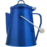 COLETTI Classic Camping Kettle 60 oz blue enamel front view for durable outdoor brewing.