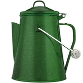 COLETTI Classic Camping Kettle 60oz side view shows rugged green enamel finish.