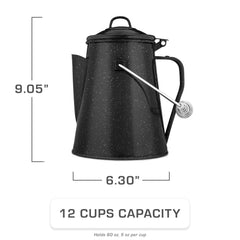 COLETTI Classic Camping Kettle 60oz lid-open demonstrating easy access for quick brews