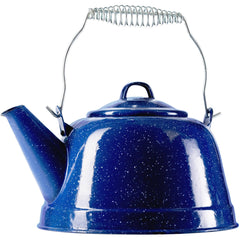COLETTI Classic Camping Tea Kettle blue enamel full view for rugged backcountry boil