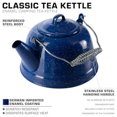 COLETTI Classic Camping Tea Kettle on stovetop and fire-ready for outdoor cooking