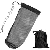 Black collapsible fish collection bag with drawstring mouth
