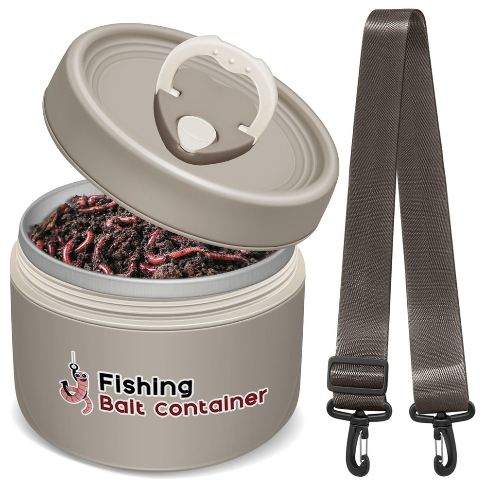 Insulated live bait container with crossbody strap