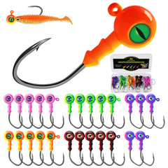 3.5g jig heads with 3D eyes and glow paint, 40pcs pack