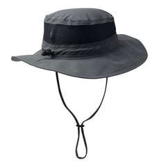 Close-up of the Grey Bora Bora II Booney Omni Shade Sun Hat brim and adjustable chin strap