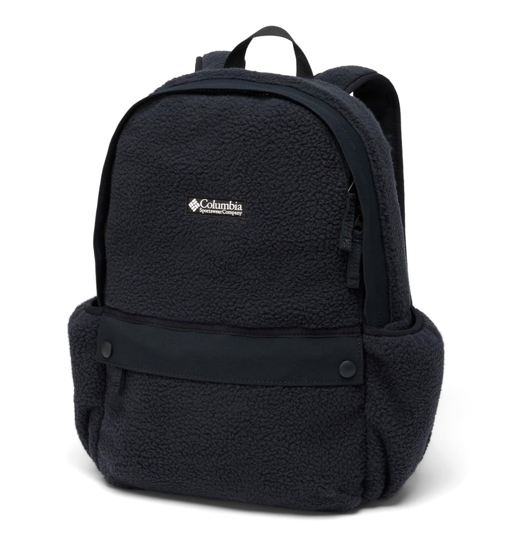 Columbia Helvetia 14L backpack sherpa closeup showing soft, cozy texture.