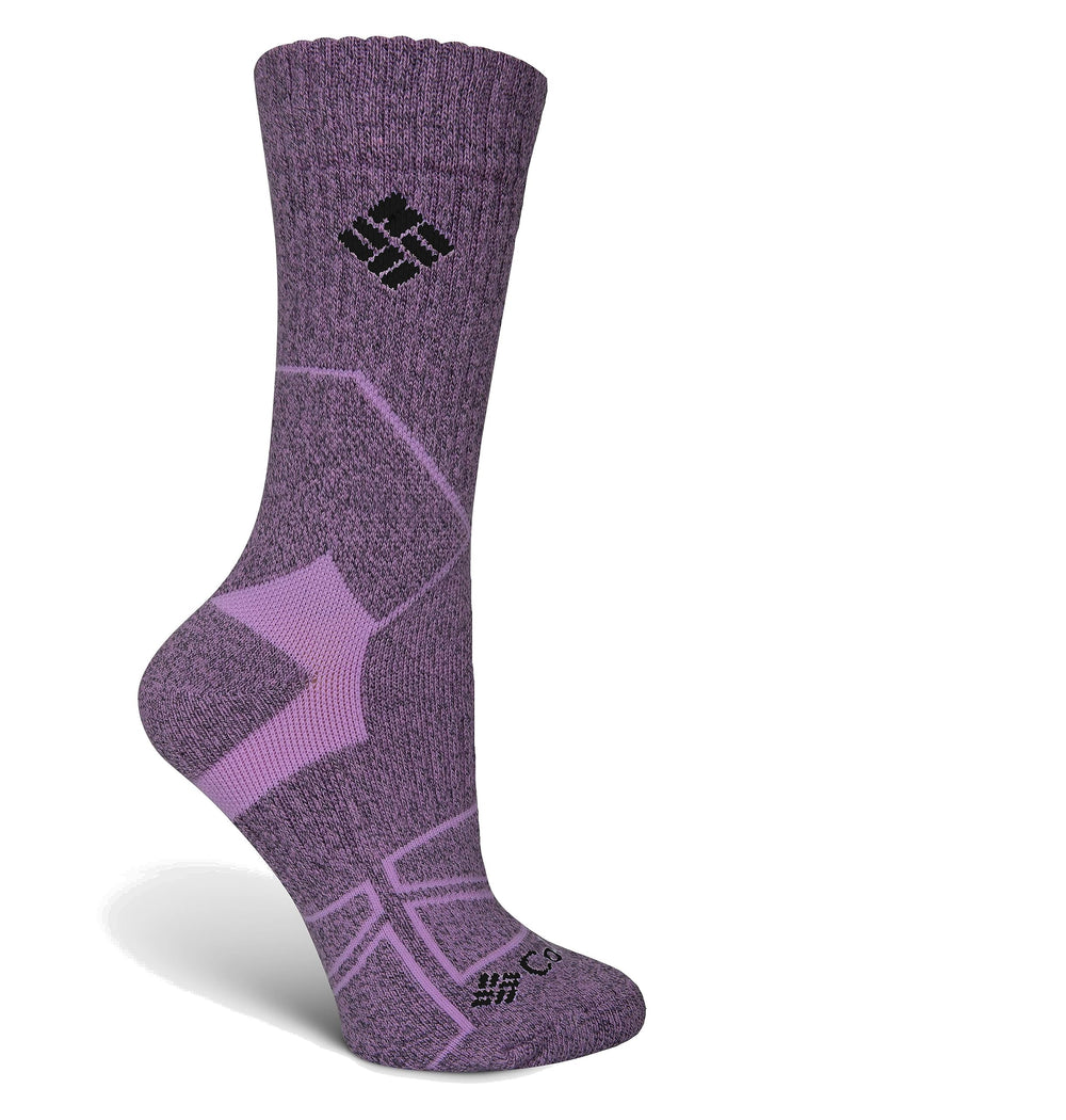 Columbia Unisex Hiker Crew Socks in Gumdrop offer cushioned comfort for trails.