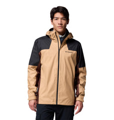 Columbia Inner Limits III rain jacket front view in Canoe Black Tobacco showing colorway for dry comfort