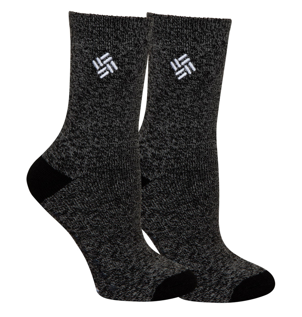 Columbia men's lounge crop crew socks in black, soft and moisture-wicking for all-day comfort.