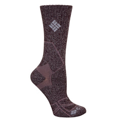 Columbia Moonvista lightweight crop hiker sock on foot shows soft comfort and moisture-wicking performance.