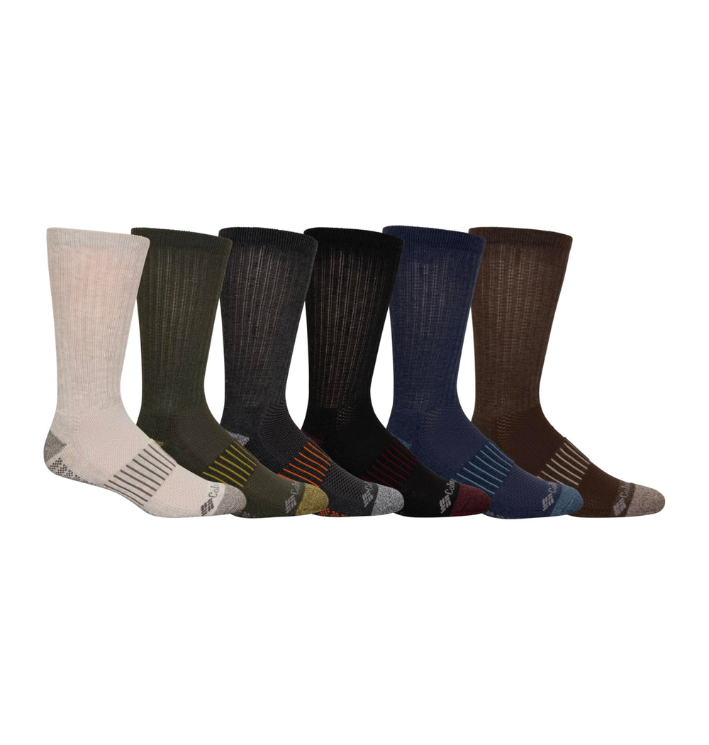 Columbia Pique Footbed Crew Socks in black provide arch support for all-day comfort.