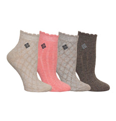 Columbia Sports women's flat-knit textured quarter sock with scalloped top for comfortable boot or casual wear