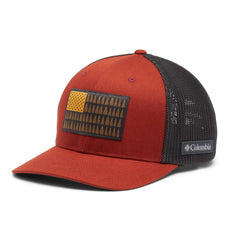 Columbia Tree Flag Mesh Ball Cap front view showing shaded eyes and breathable comfort