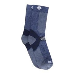 Columbia Ultra Light Weight Hiker Crew Socks navy close-up heel highlighting smooth toe seam