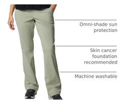 Columbia all-seasons bootcut pant Safari - Omni-Shield stain and rain resistance in action.
