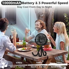 COMLIFE camping fan 360-degree rotation delivers targeted airflow.