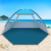 COMMOUDS beach tent front view showcases roomy shelter for family outings and sun protection.