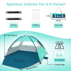 COMMOUDS beach tent interior space for family time and gear