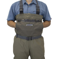 Compass 360 Deadfall wader knee reinforcement for rugged river use and long-lasting wear.