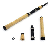 Composite cork spinning rod handle close-up
