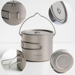 COMTAI titanium pot over a campfire demonstrates open-flame cooking versatility