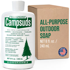 Sierra Dawn outdoor soap bottle for all-in-one camping cleaning: dishes, gear, and personal care.