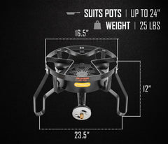 Concord Banjo 16in burner top view highlighting compact footprint for portable setups.