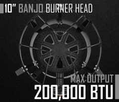Concord Banjo 200000 BTU output showcases high heat for large pots and quick cooking.