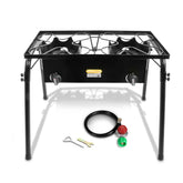 Concord Double Propane Burner front view shows rugged cast iron for outdoor cooking.